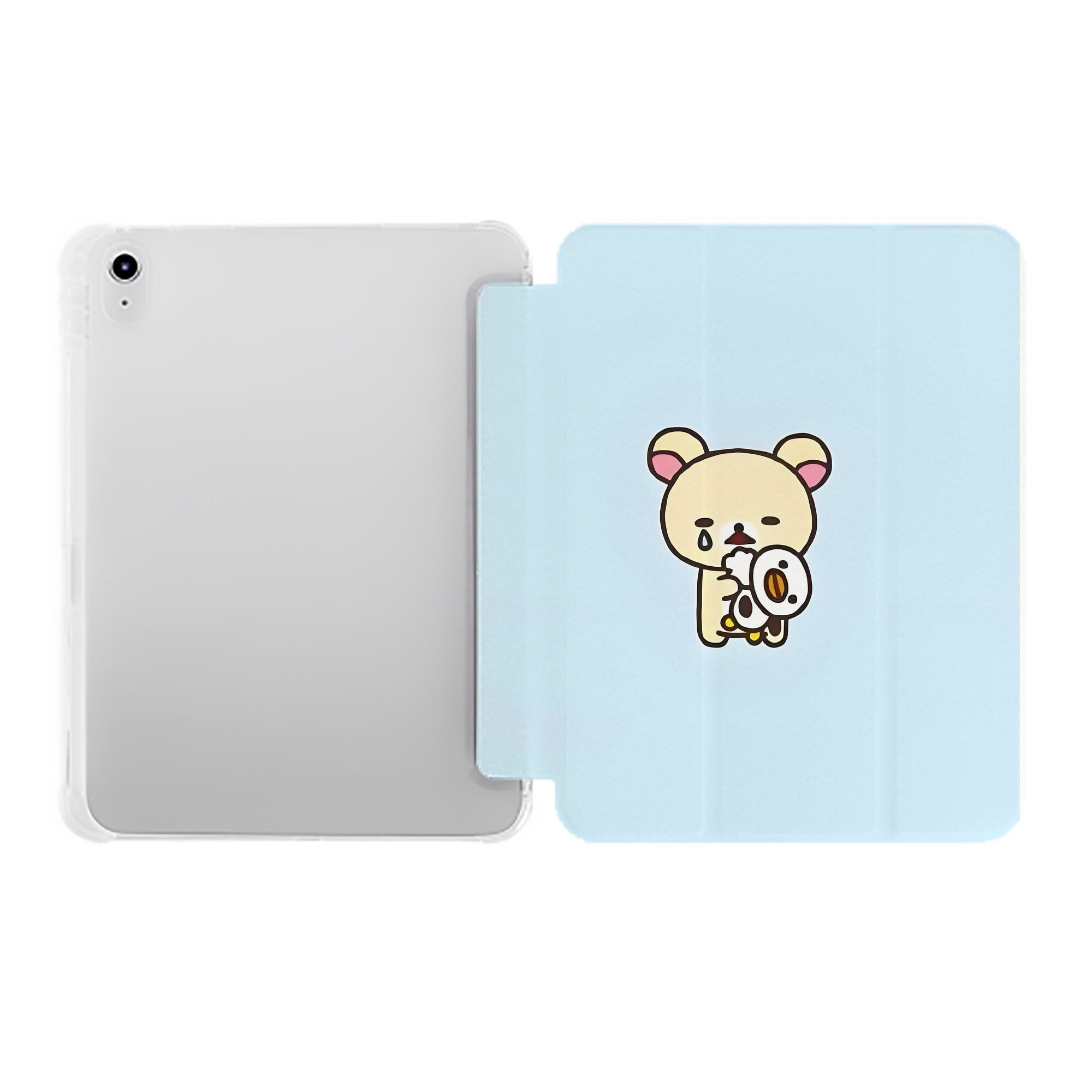 （画像用） リラックマ リラックマ キイロイトリ Rilakkuma Korilakkuma Kiiroitori IPad ケース ペン収納付き 三つ折りスタンド PUレザー×シリコン 対応機種9.5/10.5/10.9インチ